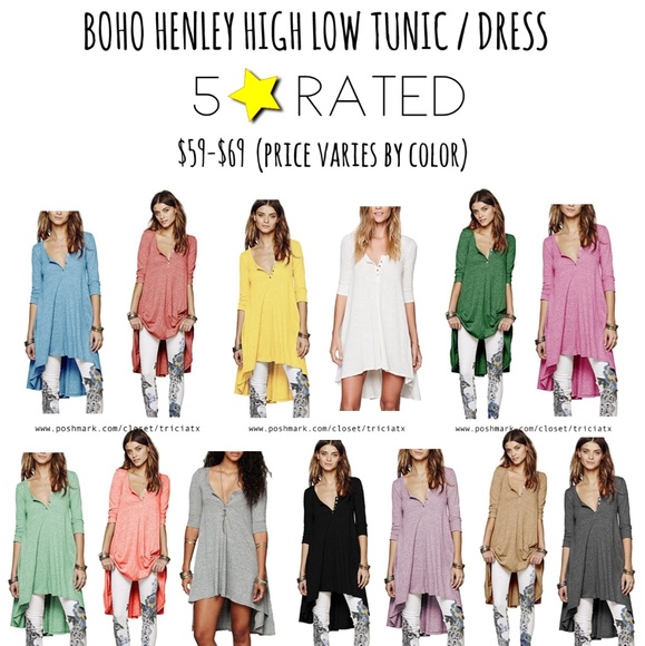 boho henley dress / tunic top - Picture 8 of 8